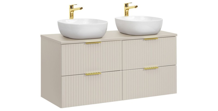 Ensemble de salle de bains NOXERA 120 cm – Marron congo – plan pour vasque + 2 vasque + 4 tiroirs