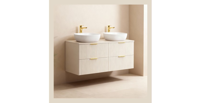 Ensemble de salle de bains NOXERA 120 cm – Marron congo – plan pour vasque + 2 vasque + 4 tiroirs