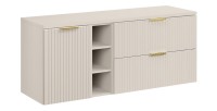 Ensemble de salle de bains NOXERA 140 cm – Marron congo – Plan vasque + 4 tiroirs + étagères