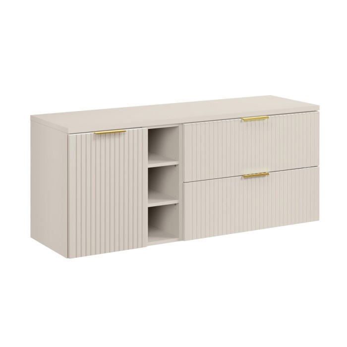 Ensemble de salle de bains NOXERA 140 cm – Marron congo – plan pour vasque + 4 tiroirs + 2 niches