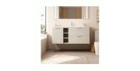 Ensemble de salle de bains NOXERA 140 cm – Marron congo – Plan vasque + 4 tiroirs + étagères