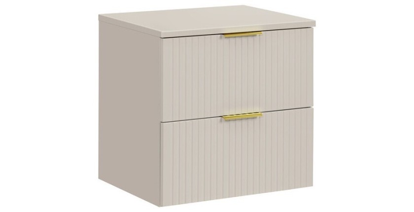 Ensemble de salle de bains NOXERA 60 cm – Marron congo – Plan vasque + vasque + 2 tiroirs