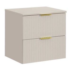 Ensemble de salle de bains NOXERA 60 cm – Marron congo – Plan vasque + vasque + 2 tiroirs