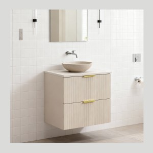 Ensemble de salle de bains NOXERA 60 cm – Marron congo – Plan vasque + vasque + 2 tiroirs