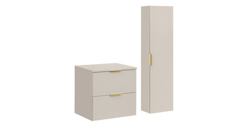 Ensemble de salle de bains NOXERA 60 cm Cashmere – Marron congo – Plan vasque + colonne