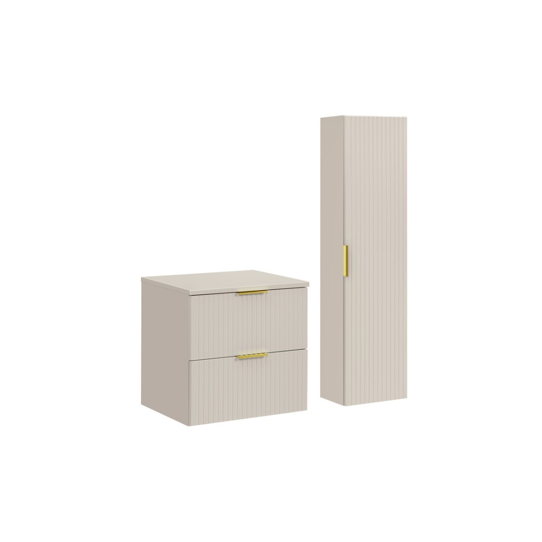 Ensemble de salle de bains NOXERA 60 cm Cashmere – Marron congo – plan pour vasque + colonne