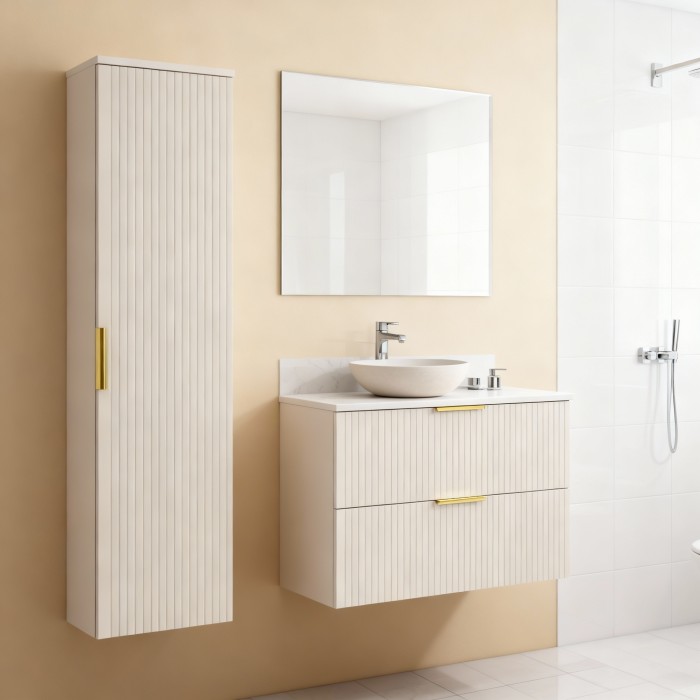 Ensemble de salle de bains NOXERA 60 cm Cashmere – Marron congo – plan pour vasque + colonne