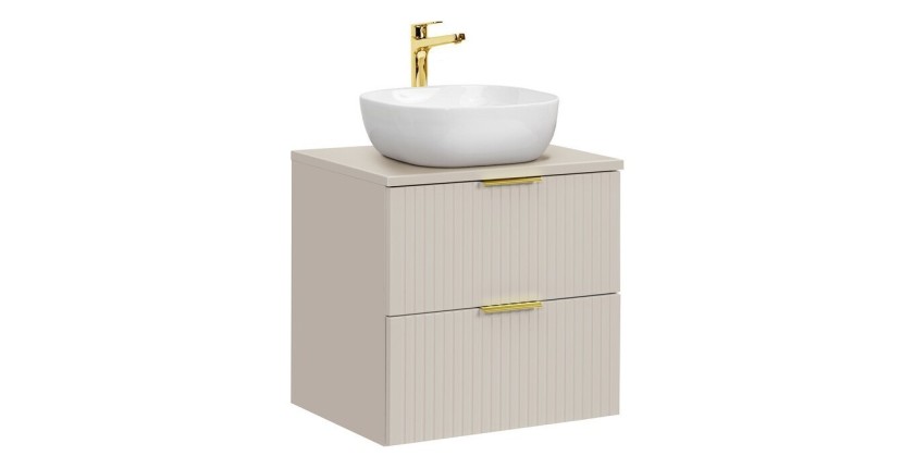 Ensemble de salle de bains NOXERA 60 cm Cashmere – Marron congo – Plan vasque + vasque