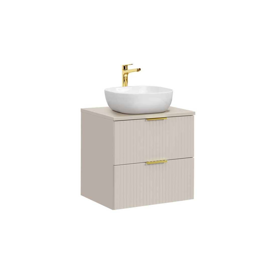 Ensemble de salle de bains NOXERA 60 cm Cashmere – Marron congo – Plan vasque + vasque