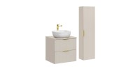Ensemble de salle de bains NOXERA 60 cm Cashmere – Marron congo – Vasque + colonne suspendue