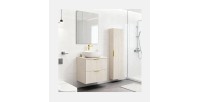 Ensemble de salle de bains NOXERA 60 cm Cashmere – Marron congo – Vasque + colonne suspendue