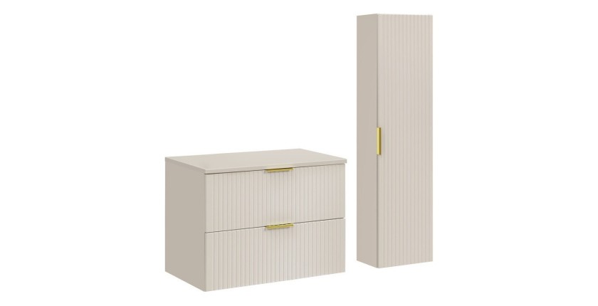 Ensemble de salle de bains NOXERA 80 cm – Marron congo – Plan vasque + colonne