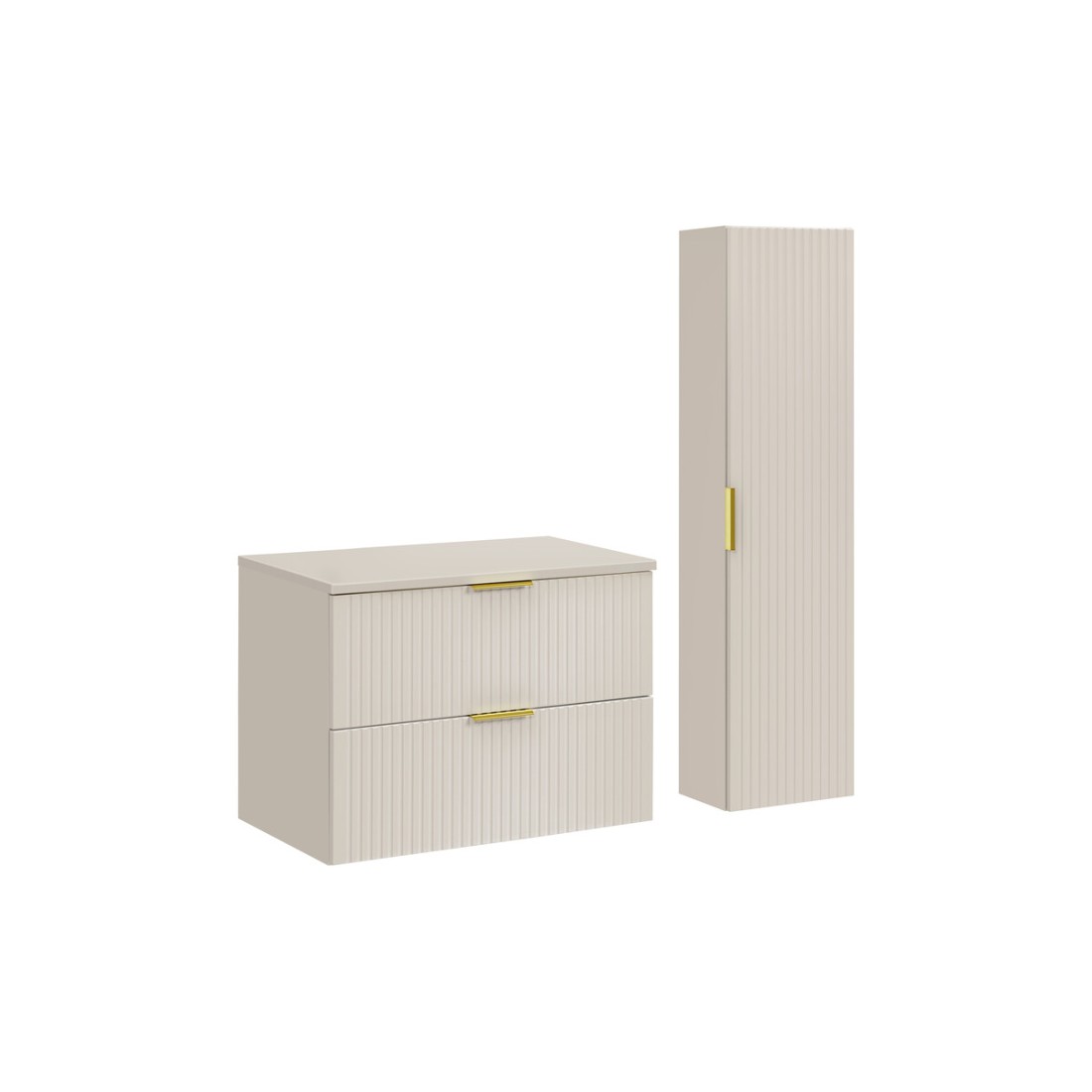 Ensemble de salle de bains NOXERA 80 cm – Marron congo – Plan vasque + colonne