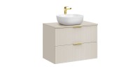 Ensemble de salle de bains NOXERA 80 cm – Marron congo – Plan vasque + vasque