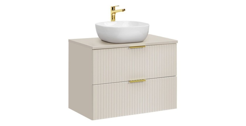 Ensemble de salle de bains NOXERA 80 cm – Marron congo – Plan vasque + vasque