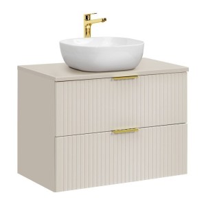 Ensemble de salle de bains NOXERA 80 cm – Marron congo – Plan vasque + vasque