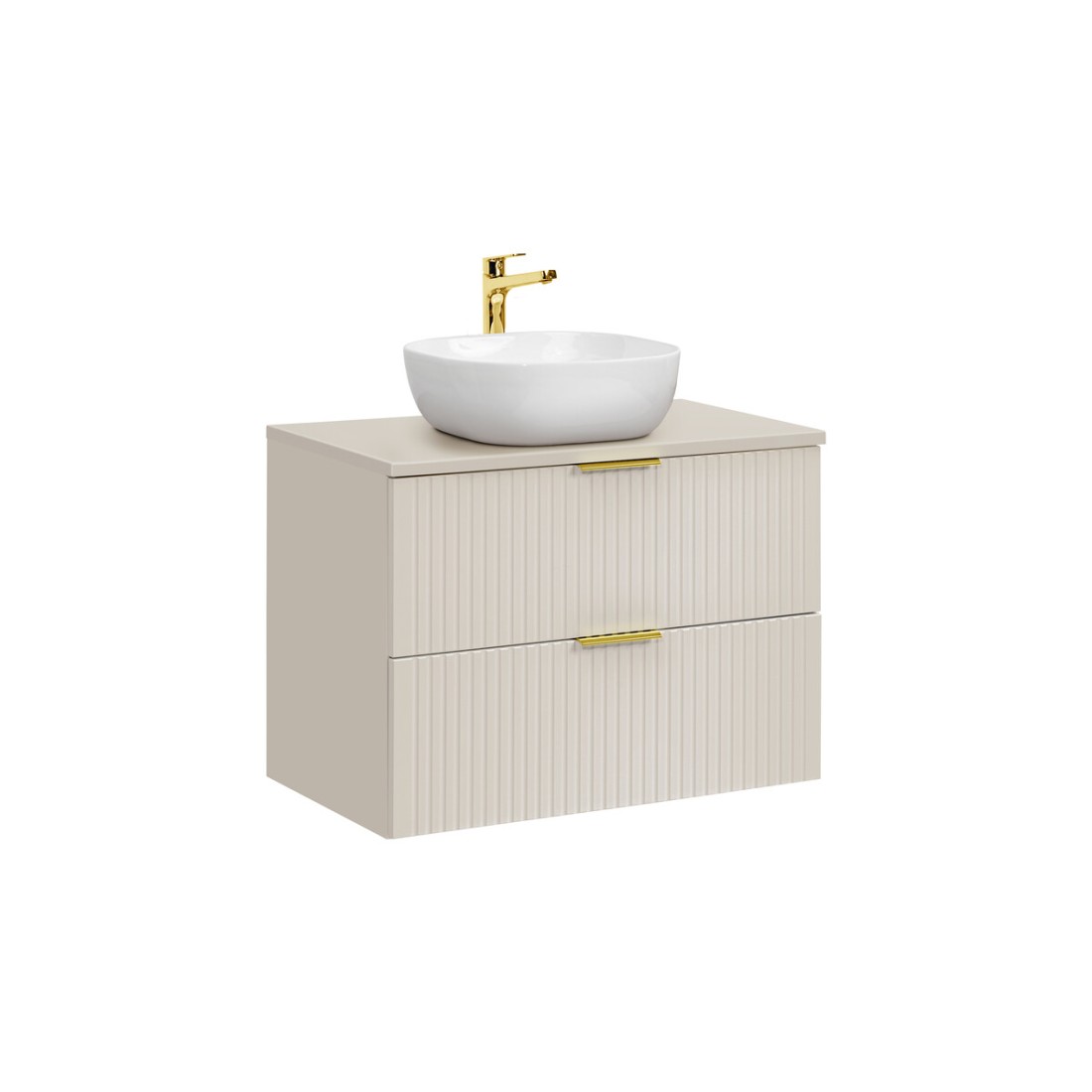 Ensemble de salle de bains NOXERA 80 cm – Marron congo – Plan vasque + vasque