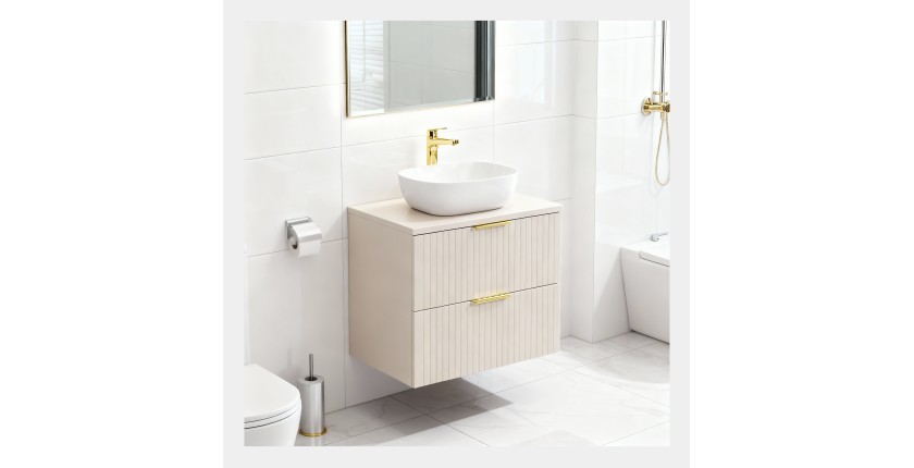 Ensemble de salle de bains NOXERA 80 cm – Marron congo – Plan vasque + vasque