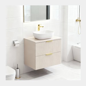 Ensemble de salle de bains NOXERA 80 cm – Marron congo – Plan vasque + vasque