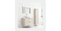 Ensemble de salle de bains NOXERA 80 cm – Marron congo – Vasque + colonne suspendue