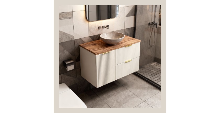 Ensemble de salle de bains NOXERA 100 cm – Marron congo et chêne wotan – plan pour vasque