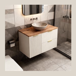 Ensemble de salle de bains NOXERA 120 cm – Marron congo – Plan vasque