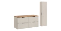 Ensemble de salle de bains NOXERA 120 cm – Marron congo – Plan vasque + colonne suspendue