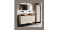 Ensemble de salle de bains NOXERA 120 cm – Marron congo – Plan vasque + colonne suspendue
