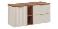 Ensemble de salle de bains NOXERA 120 cm – Marron congo & chêne wotan – Plan vasque + niches + vasque