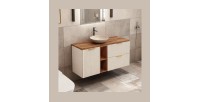 Ensemble de salle de bains NOXERA 120 cm – Marron congo & chêne wotan – Plan vasque + niches + vasque