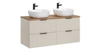 Ensemble de salle de bains NOXERA 120 cm – Marron congo & wotan – Double vasque ronde