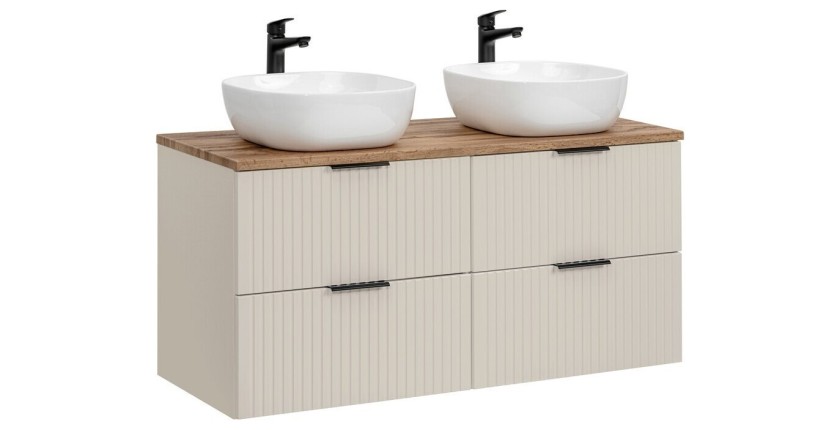 Ensemble de salle de bains NOXERA 120 cm – Marron congo & wotan – Double vasque ronde