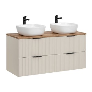 Ensemble de salle de bains NOXERA 120 cm – Marron congo & wotan – Double vasque ronde