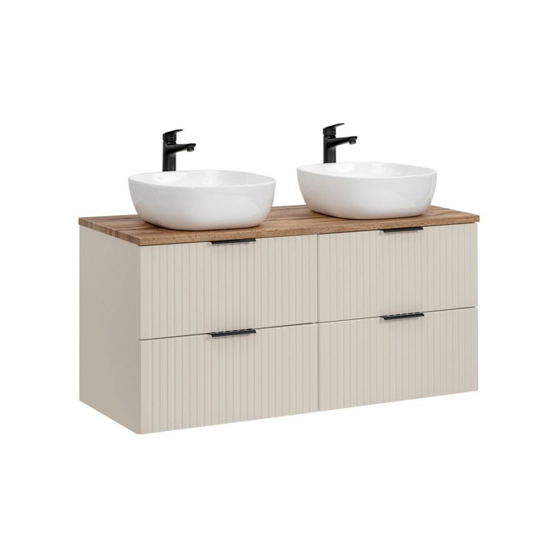 Ensemble de salle de bains NOXERA 120 cm – Marron congo & wotan – Double vasque ronde