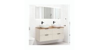 Ensemble de salle de bains NOXERA 120 cm – Marron congo & wotan – Double vasque ronde