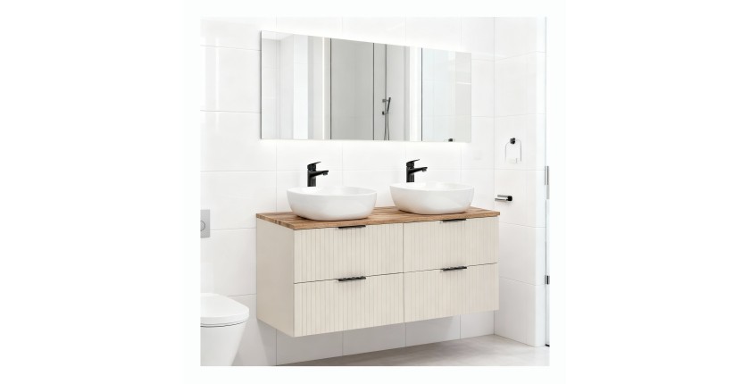 Ensemble de salle de bains NOXERA 120 cm – Marron congo & wotan – Double vasque ronde