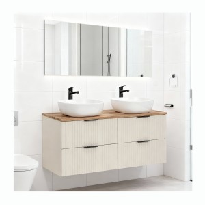 Ensemble de salle de bains NOXERA 120 cm – Marron congo & wotan – Double vasque ronde