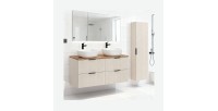 Ensemble de salle de bains NOXERA 120 cm – Marron congo & wotan – Double vasque + colonne