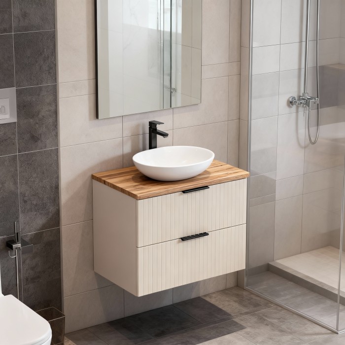 Ensemble de salle de bains NOXERA 60 cm – Marron congo & wotan – plan pour vasque