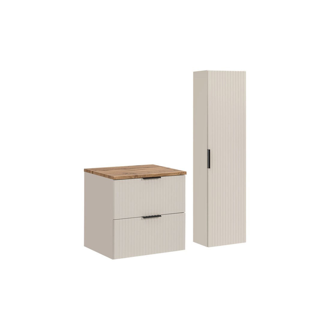 Ensemble de salle de bains NOXERA 60 cm – Marron congo & wotan – Plan vasque + colonne