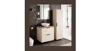Ensemble de salle de bains NOXERA 60 cm – Marron congo & wotan – Plan vasque + colonne