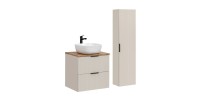 Ensemble de salle de bains NOXERA 60 cm – Marron congo & wotan – Vasque céramique + colonne