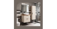 Ensemble de salle de bains NOXERA 60 cm – Marron congo & wotan – Vasque céramique + colonne