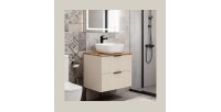 Ensemble de salle de bains NOXERA 80 cm  – Marron congo & wotan – Avec vasque