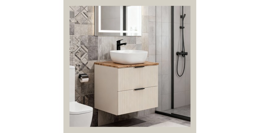 Ensemble de salle de bains NOXERA 80 cm  – Marron congo & wotan – Avec vasque