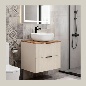Ensemble de salle de bains NOXERA 80 cm  – Marron congo & wotan – Avec vasque
