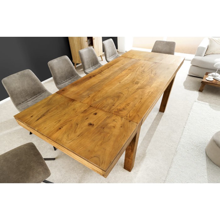 Mesa de comedor extensible MELBO en madera natural