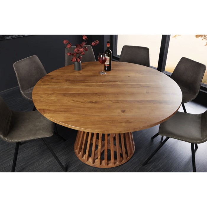 Tavolo da pranzo TALMA – Rotondo diametro 140 cm – Legno massiccio di acacia verniciato – Stile rustico