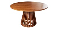 Table de salle à manger TALMA – Ronde diamètre 140 cm – Bois massif d’acacia verni – Style rustique