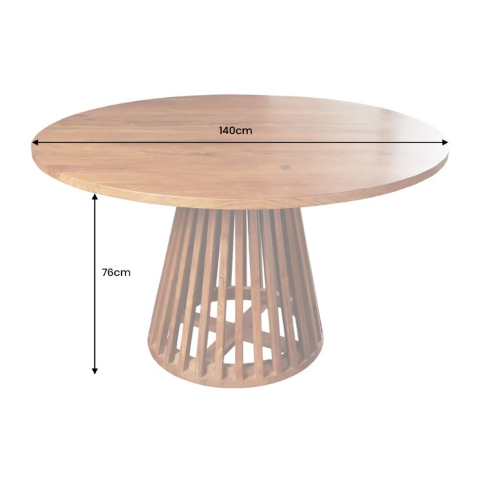 Tavolo da pranzo TALMA – Rotondo diametro 140 cm – Legno massiccio di acacia verniciato – Stile rustico